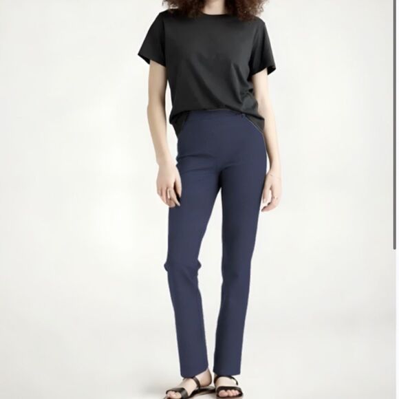 BANANA REPUBLIC | Stretch Wool Slim Tailored Straight Leg Pants Navy - Women’s 8 - Picture 1 of 11